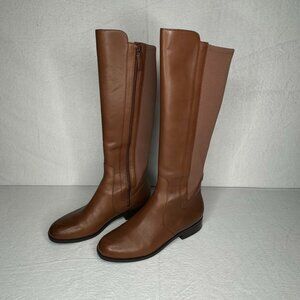 Cole Haan Noelle Riding Boots Brown Leather Side Zip Knee high Size 9 B